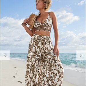 VENUS Brown and White Paisley Palazzo Pant NWOT